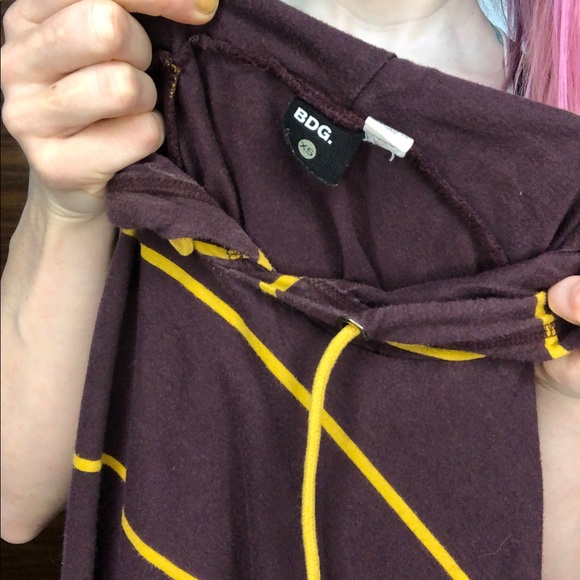 Maroon and Gold Striped Hooded Tee - Picture 6 of 8